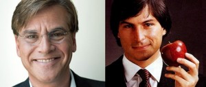 Aaron Sorkin (left) and Steve Jobs (right)