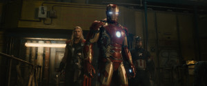 Chris Hemsworth, Robert Downey Jr., and Chris Evans star in "The Avengers: Age of Ultron."